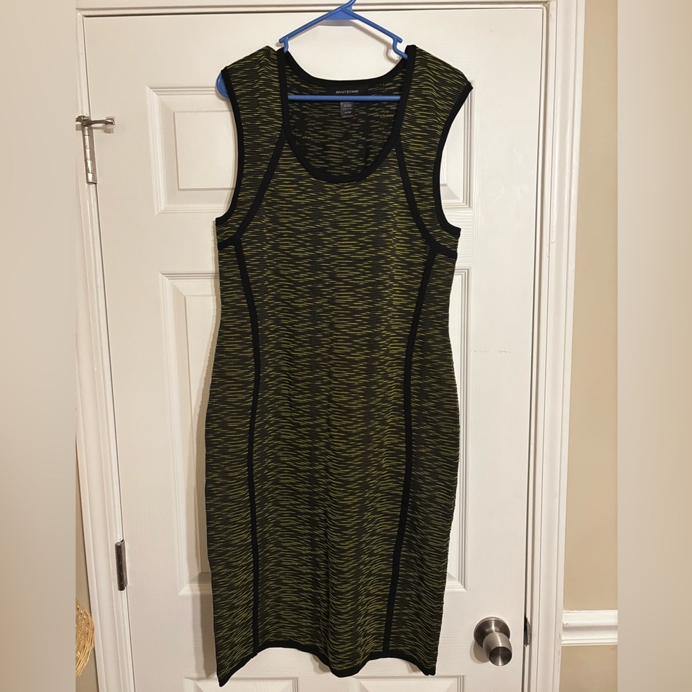 Ashley Stewart Olive and Black Midi Dress